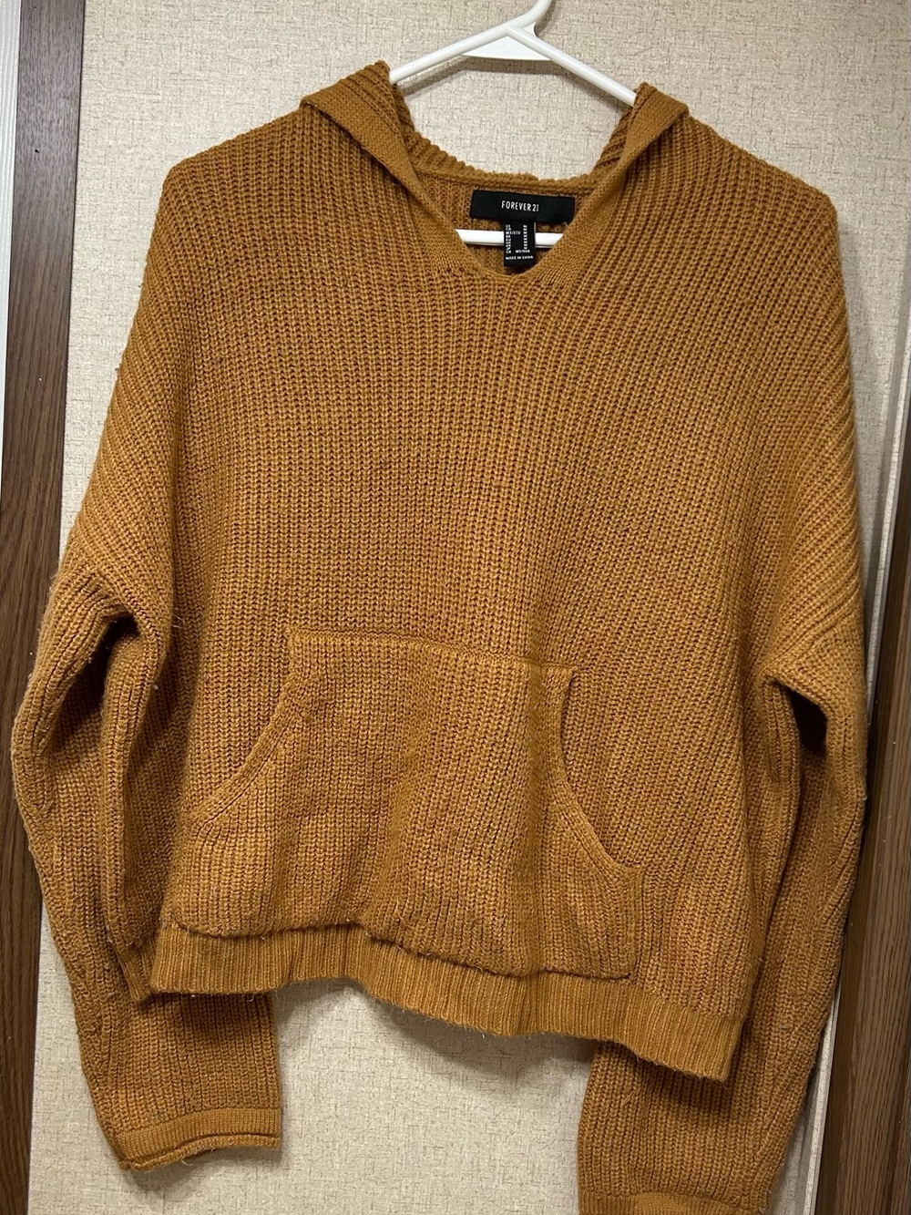 Forever 21 Men’s Mustard Knit Crewneck Hoodie Sweater